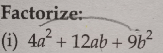 Factorize: 
(i) 4a^2+12ab+9b^2