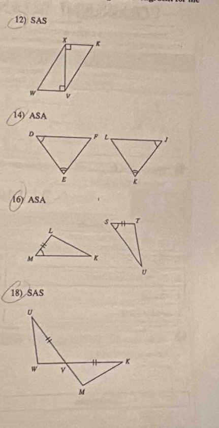 SAS 
x K 
w v 
14) ASA 
16 ASA 
18) SAS