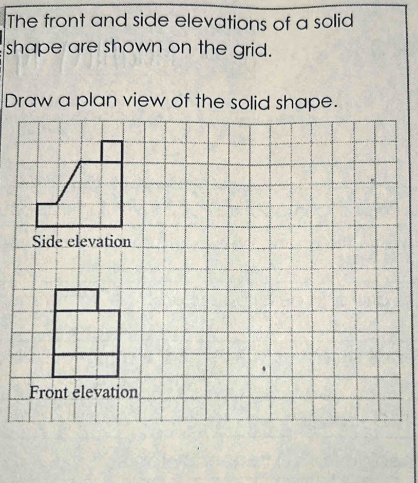Solved: The front and side elevations of a solid shape are shown on the ...