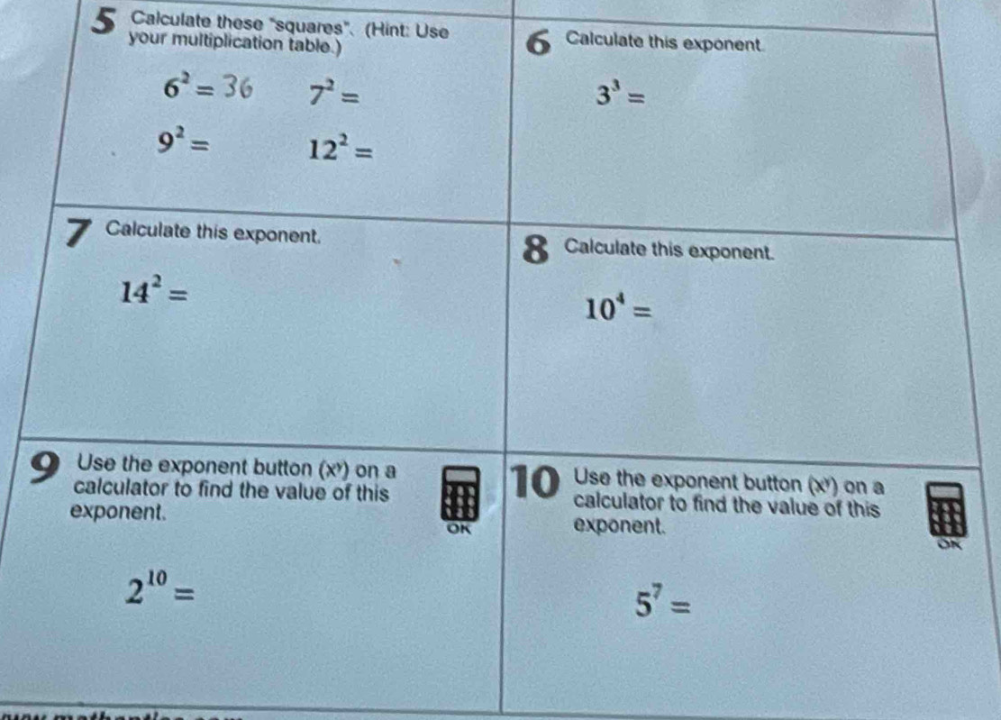 Calculate these "squares". (Hint: Use