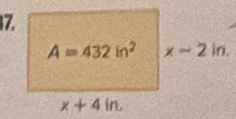 A=432in^2 x-2ln.
x+4ln