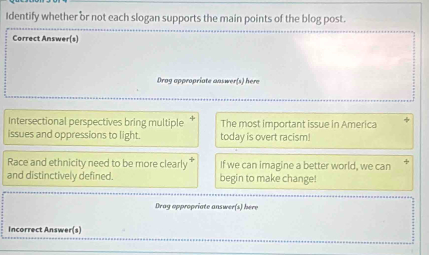 Solved: Identify whether or not each slogan supports the main points of ...