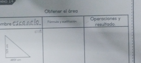 Obtener el área
m