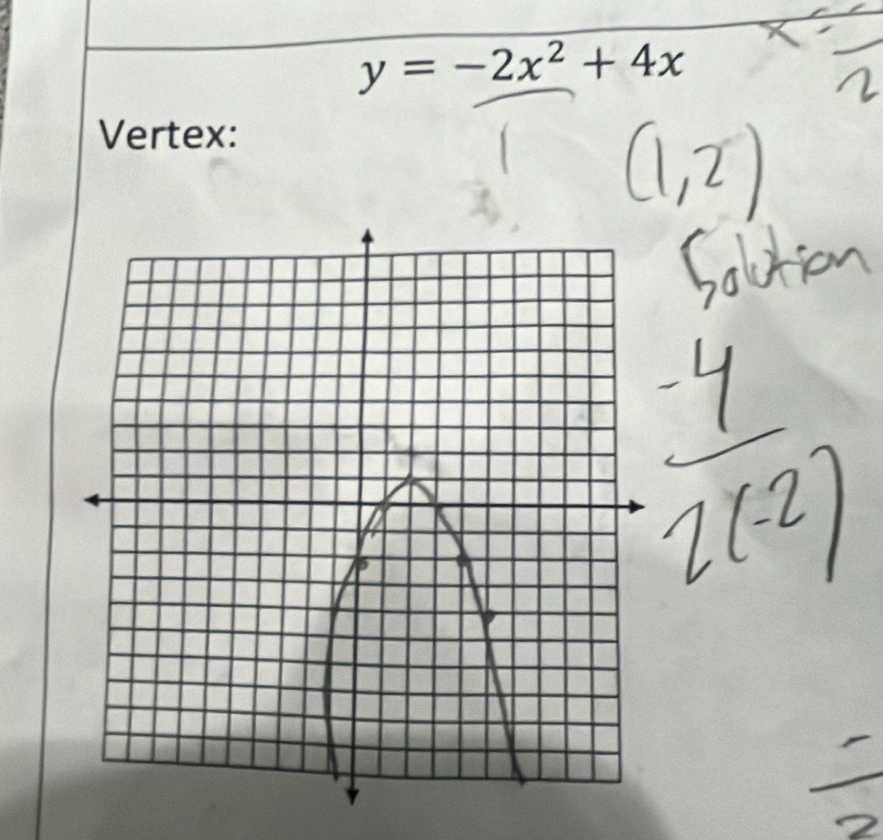 y=-2x^2+4x
Vertex: