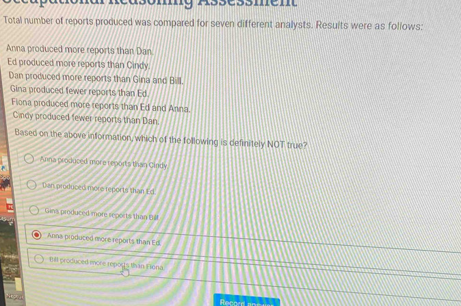 Solved: Total number of reports produced was compared for seven ...