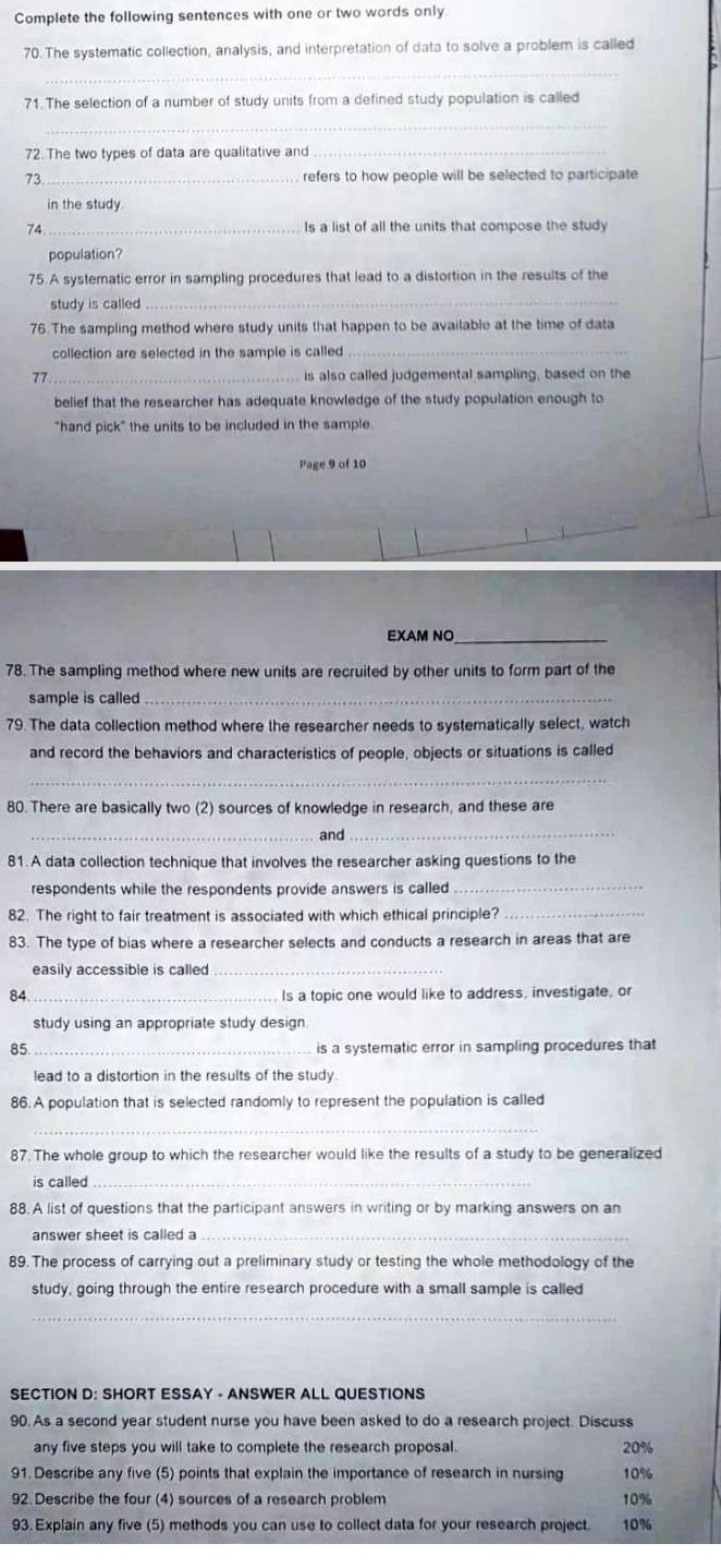 Solved: Complete the following sentences with one or two words only 70 ...