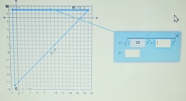 d= 20 )^2+(|)^2
d=