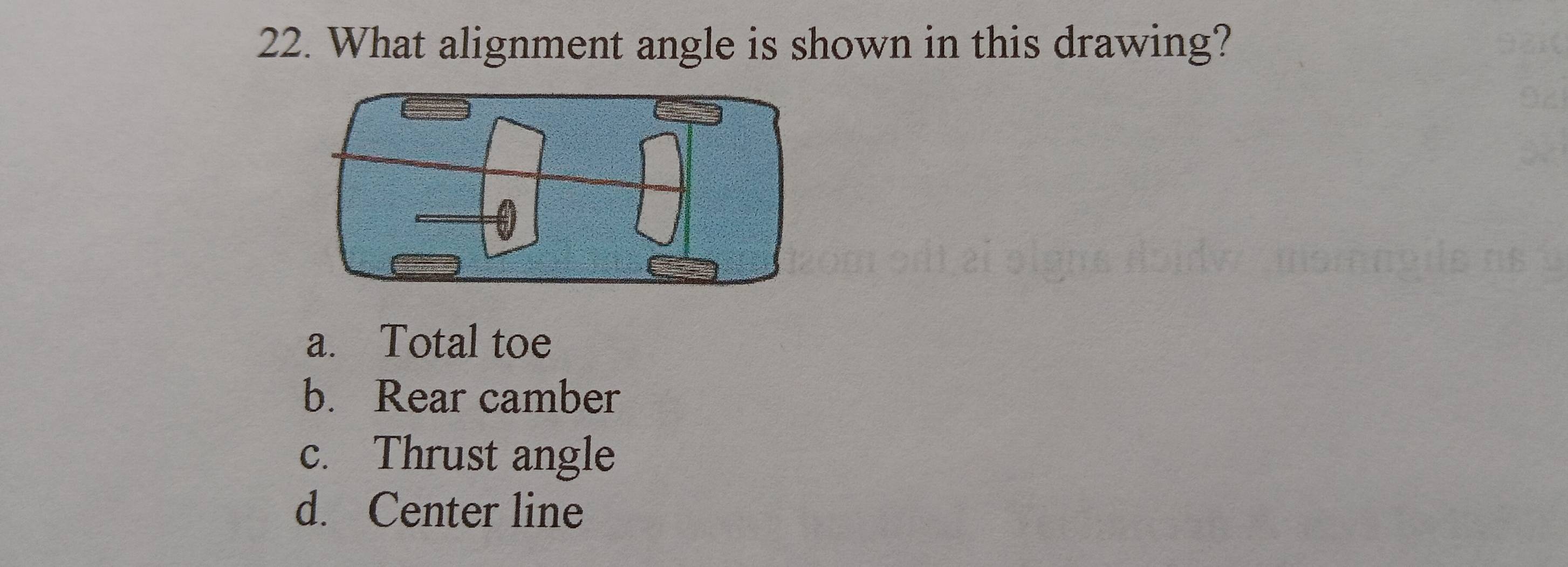 Solved: What alignment angle is shown in this drawing? a. Total toe b ...