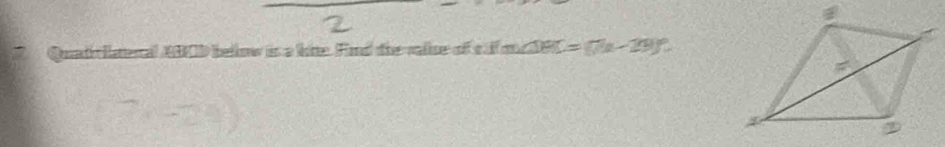 ABCD bellow is a lote. Find the waline off c l m∠ DBC=(7x-29)^circ 