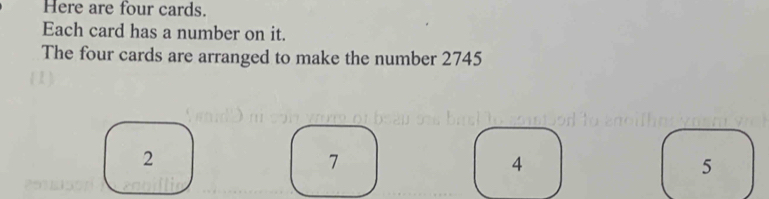 Solved: Here are four cards. Each card has a number on it. The four ...