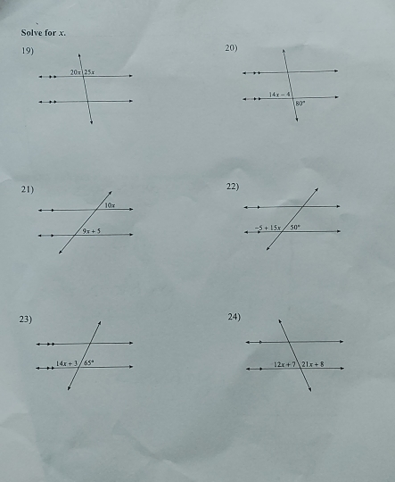 Solve for x.
19)
20)
21)22)
23)24)