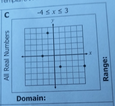 Tempiz 
C -4≤ x≤ 3
z 
Domain: