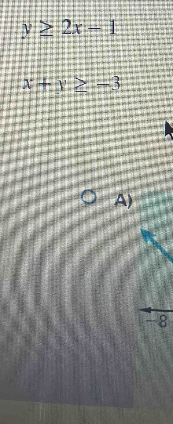 y≥ 2x-1
x+y≥ -3
A)
8