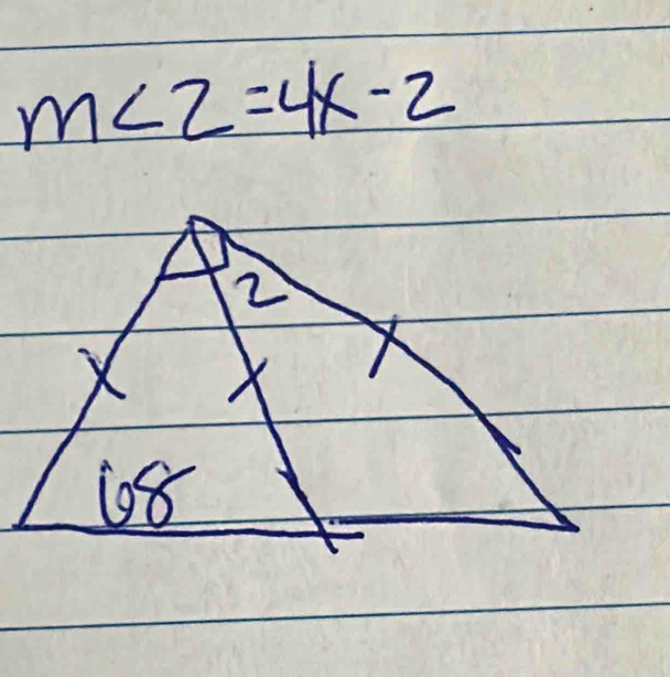 m∠ 2=4x-2