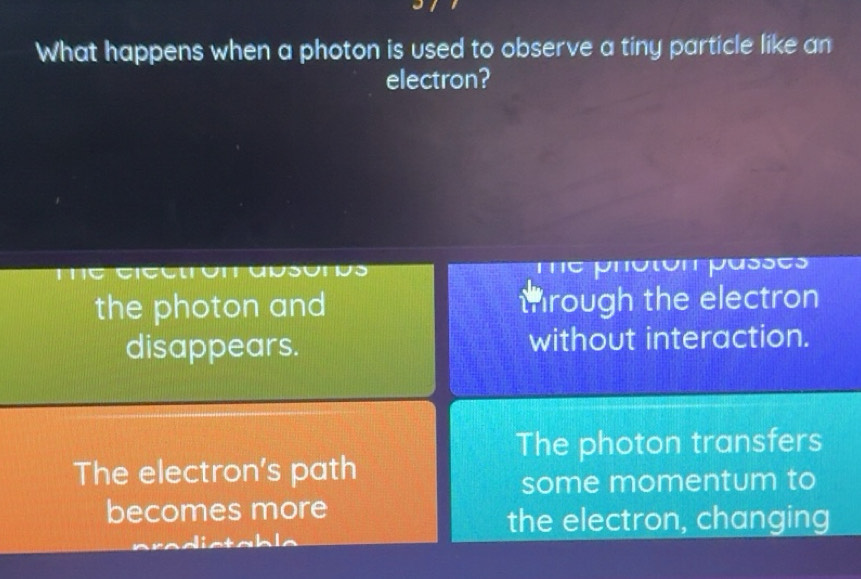 Solved: What happens when a photon is used to observe a tiny particle ...