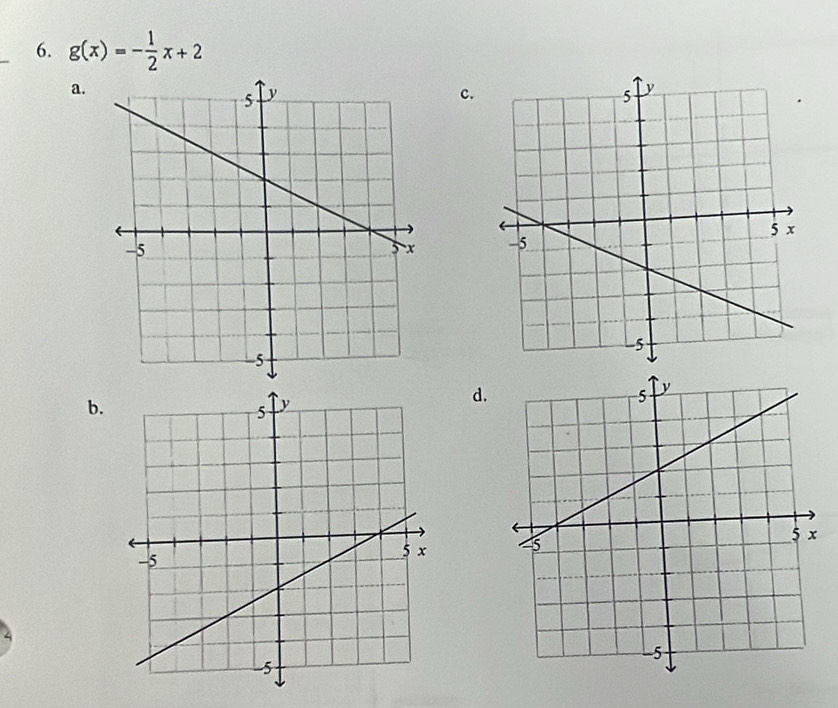 g(x)=- 1/2 x+2
a.
c.

b.
d.