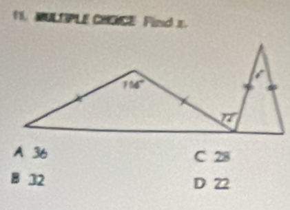 LEPLE CHOE Find z.
A 36 C 28
B 32 D 22