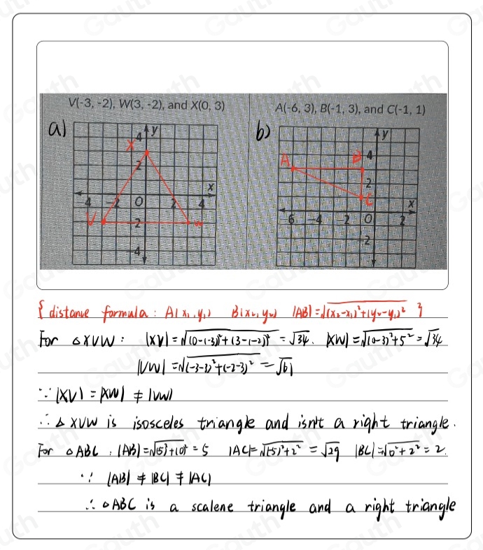 Solved: Graph and label each triangle with the given vertices ...