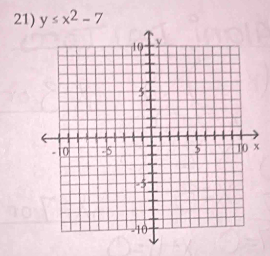 y≤ x^2-7