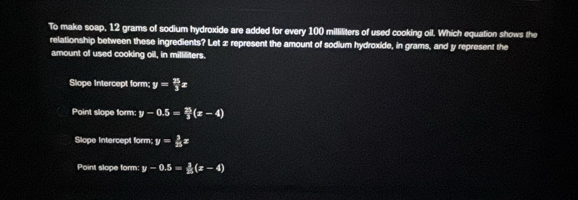 Solved: To make soap, 12 grams of sodium hydroxide are added for every ...
