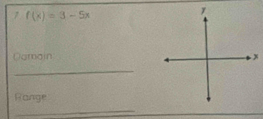 f(x)=3-5x
Damain 
_ 
Range 
_