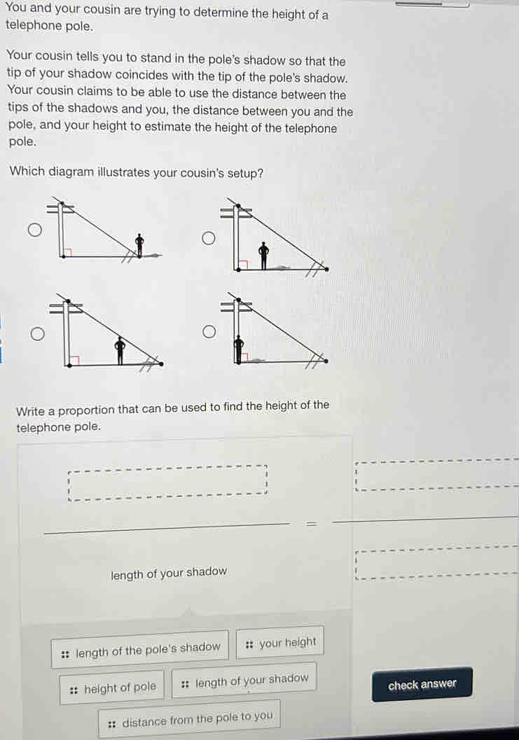 Solved: You and your cousin are trying to determine the height of a ...