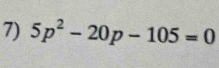 5p^2-20p-105=0