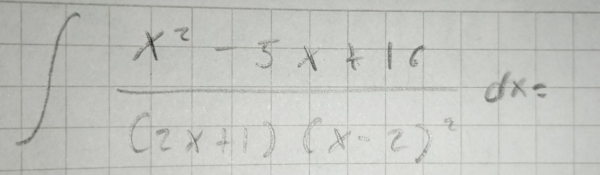 ∈t frac x^2-5x+14(2x+13)(x-2)^2dx=