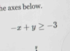 he axes below.
-x+y≥ -3