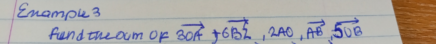 Enampu 3 
fund the oum of
3vector OA+6vector BZ, 2AO, vector AB, 5vector OB