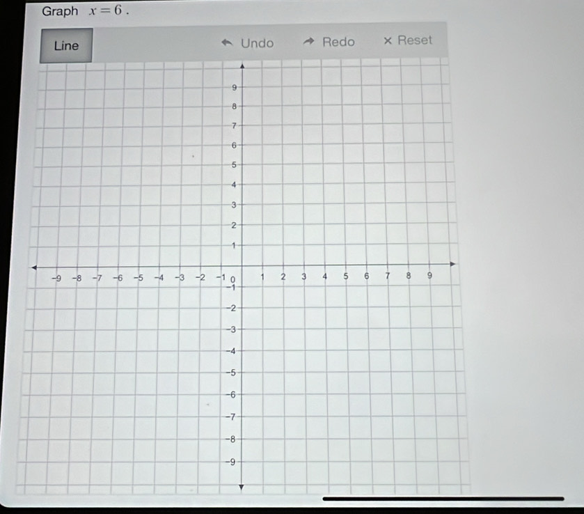 Graph x=6. 
Line Undo Redo × Reset