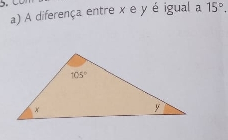 A diferença entre x e y é igual a 15°.