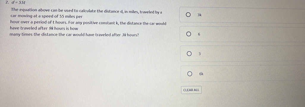 Solved: d=55t The equation above can be used to calculate the distance ...