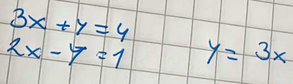 3x+y=4
2x-y=1
y=3x