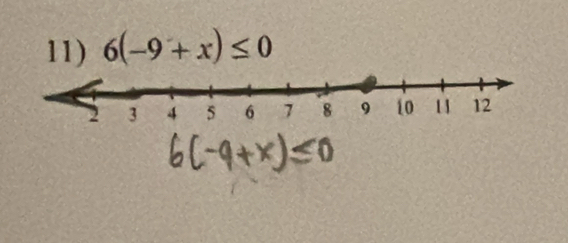 6(-9+x)≤ 0