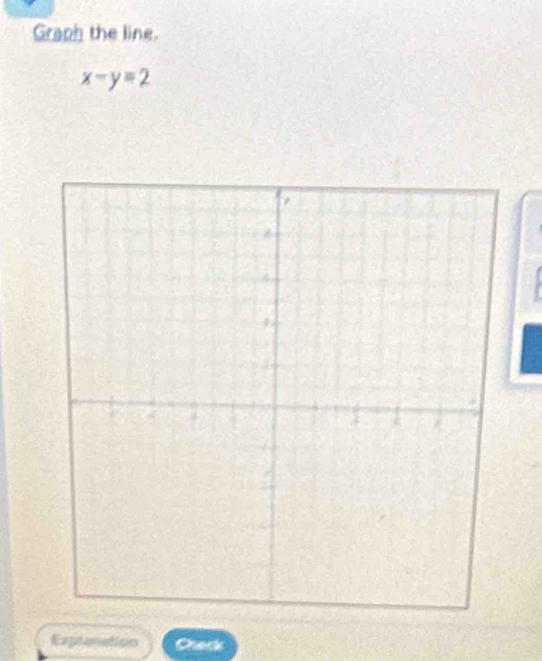 Graph the line.
x-y=2
Explanation Check