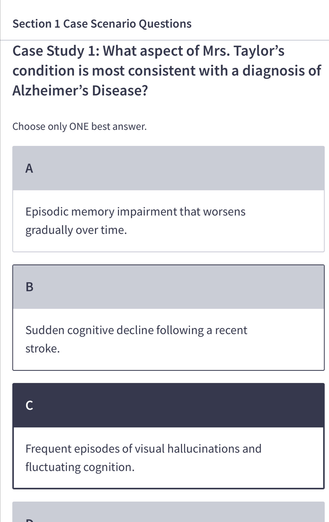 Solved: Case Scenario Questions Case Study 1: What aspect of Mrs ...