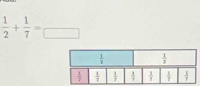  1/2 + 1/7 =frac □ 