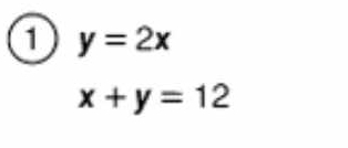 y=2x
x+y=12