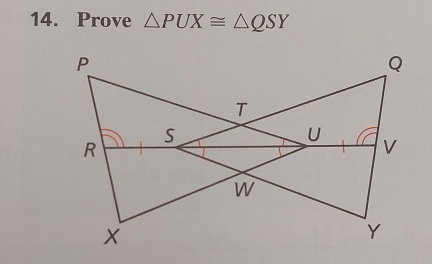 Prove △ PUX≌ △ QSY