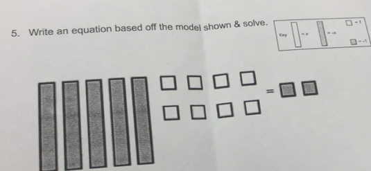 Write an equation based off the model shown & solve. Kary