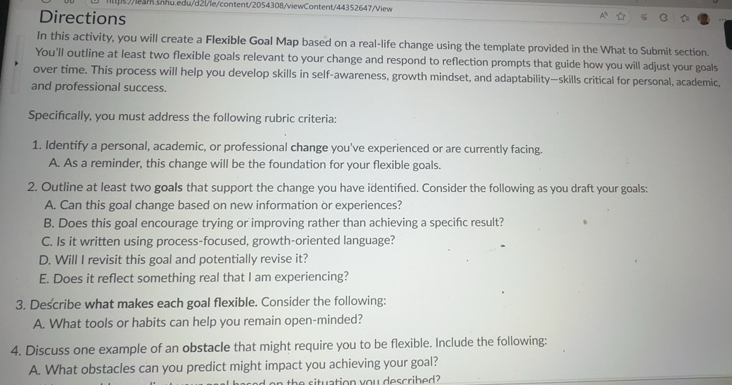 Solved: Directions In this activity, you will create a Flexible Goal ...