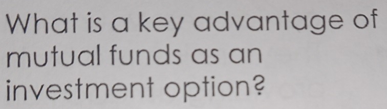 What is a key advantage of 
mutual funds as an 
investment option?