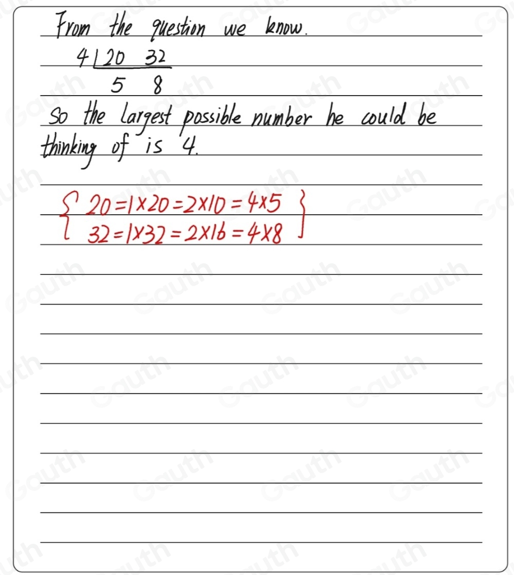 Solved: Alexander thinks of a number. 20 and 32 are multiples of his ...