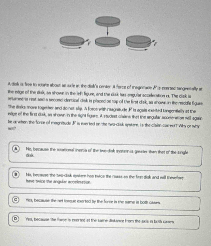 Solved: A disk is free to rotate about an axle at the disk's center. A ...