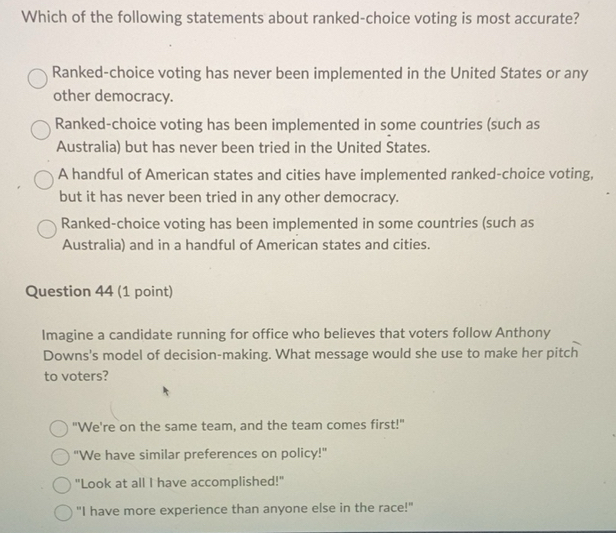Solved: Which of the following statements about ranked-choice voting is ...