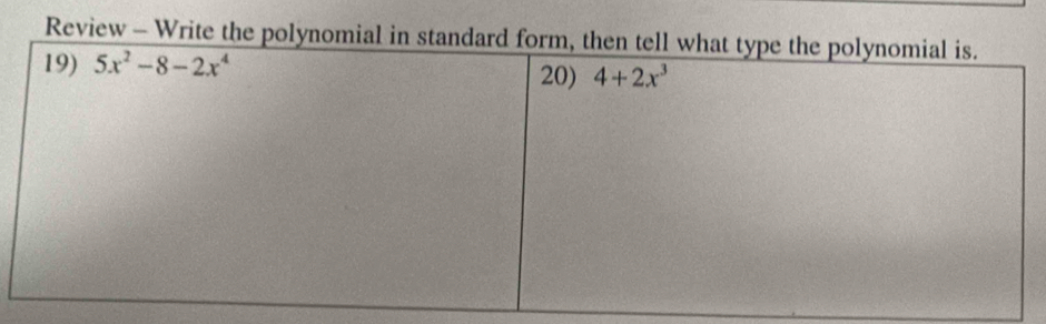 Review - Write the polynomial