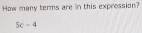 How many terms are in this expression?
5c-4