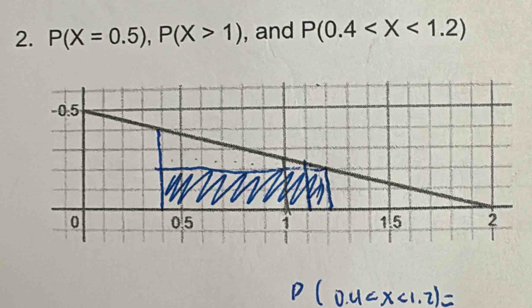 P(X=0.5), P(X>1) , and P(0.4