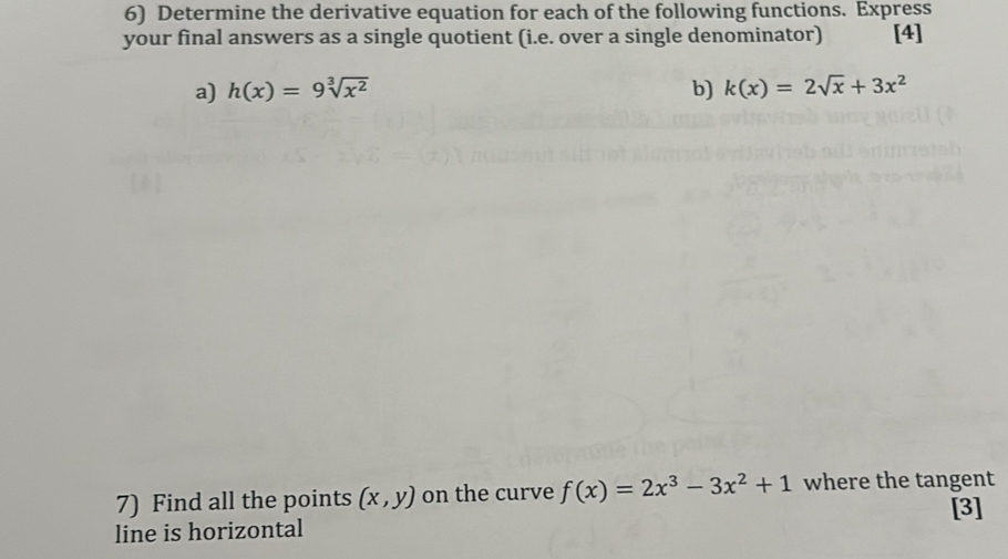 Solved: Determine the derivative equation for each of the following ...